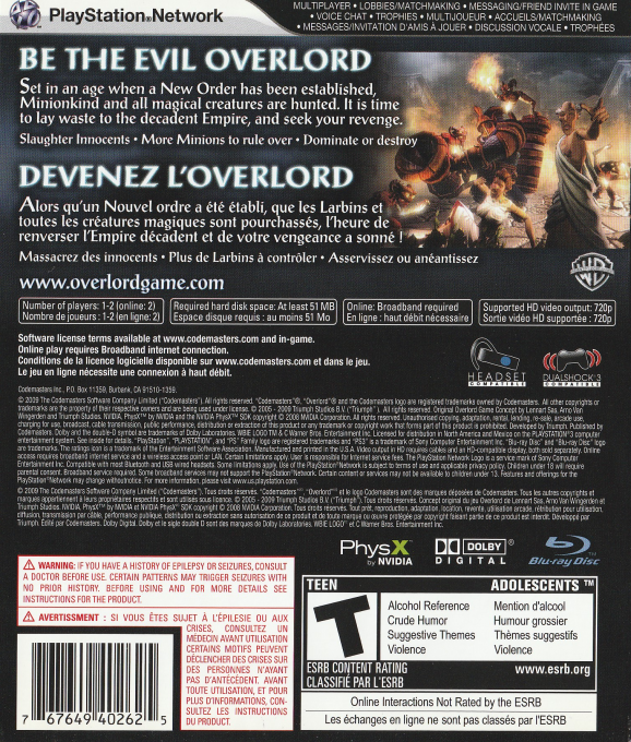 Overlord II — box-2D-back (CA)