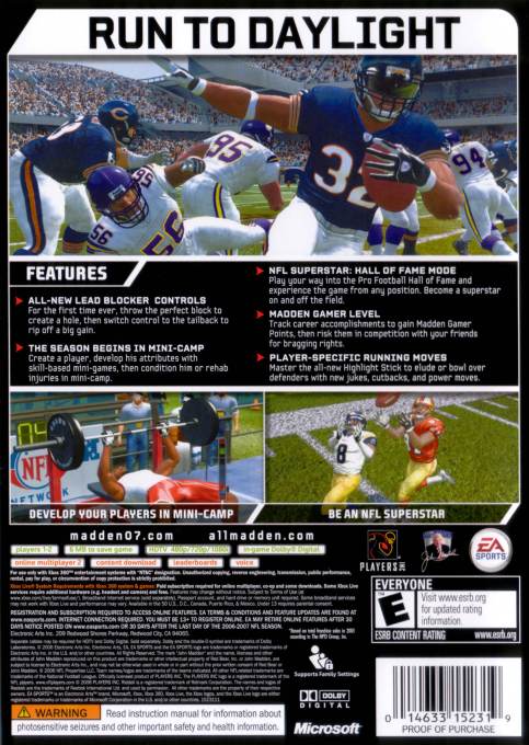 Madden NFL 07 — box-2D-back (US)