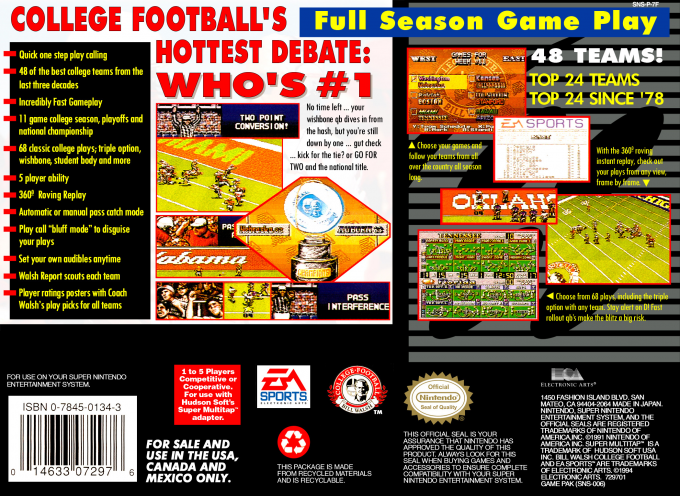 Bill Walsh College Football — box-2D-back (US)