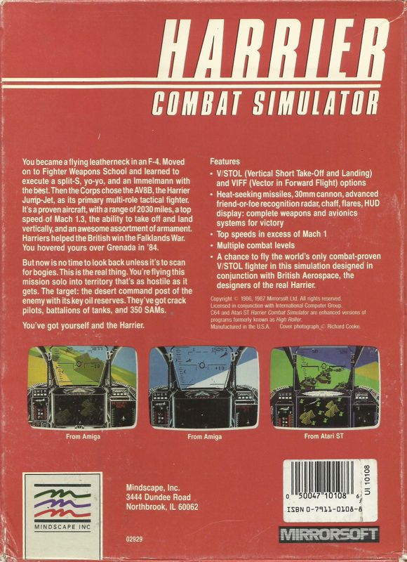 Harrier Combat Simulator — box-2D-back (US)
