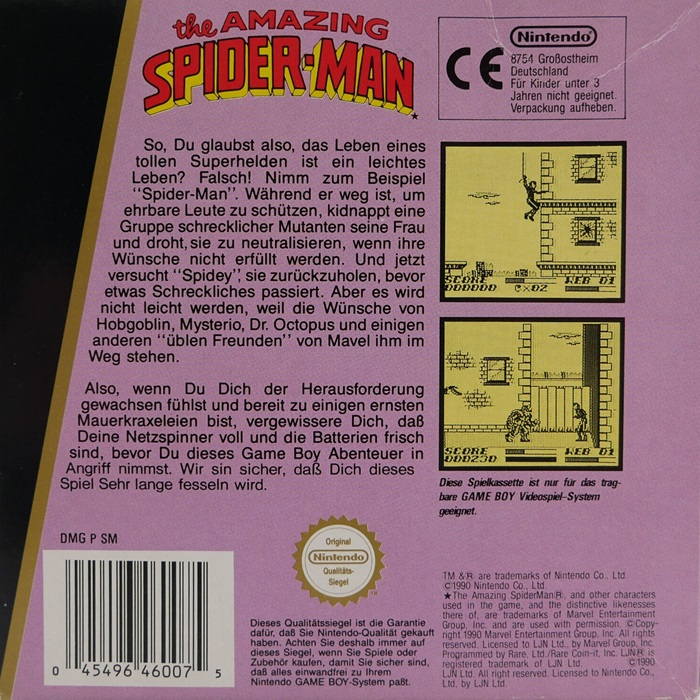 The Amazing Spider-Man — box-2D-back (DE)