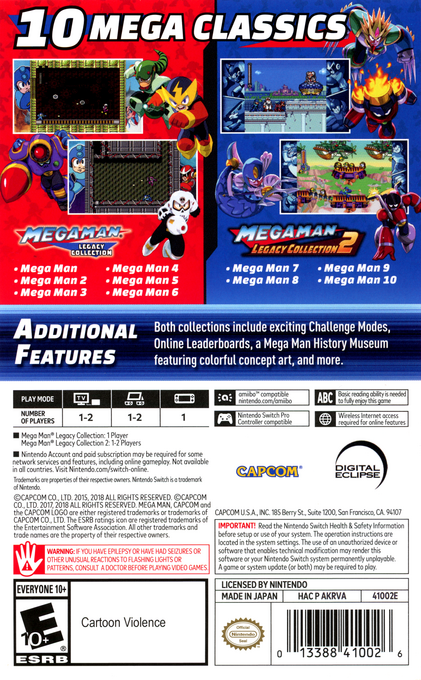 Mega Man Legacy Collection plus Mega Man Legacy Collection 2 — box-2D-back (US)
