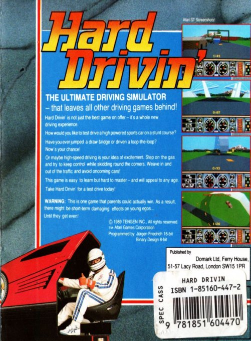 Hard Drivin' — box-2D-back (EU)