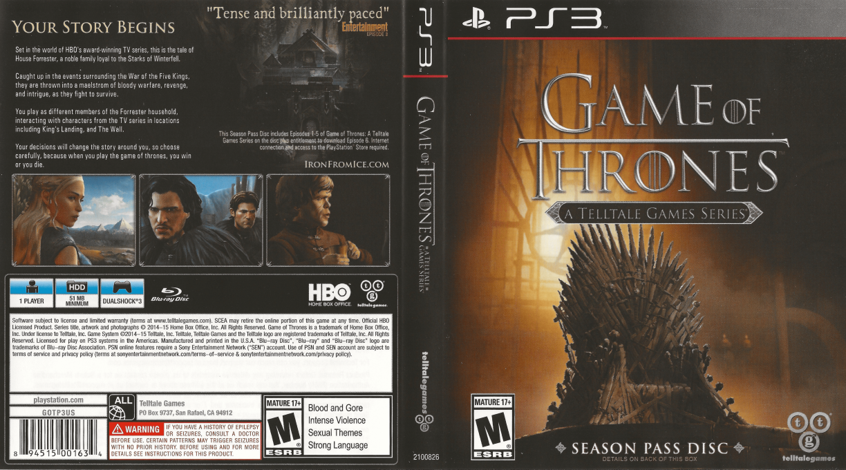 Game of Thrones - A Telltale Games Series — box-texture (US)