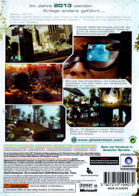 Tom Clancy's Ghost Recon - Advanced Warfighter — box-2D-back (DE)