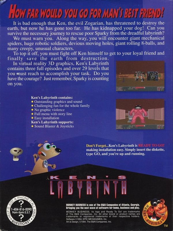 Ken's Labyrinth — box-2D-back (US)