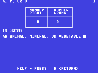 AVorM : Animal, Vegetable or Mineral — ss (WOR)