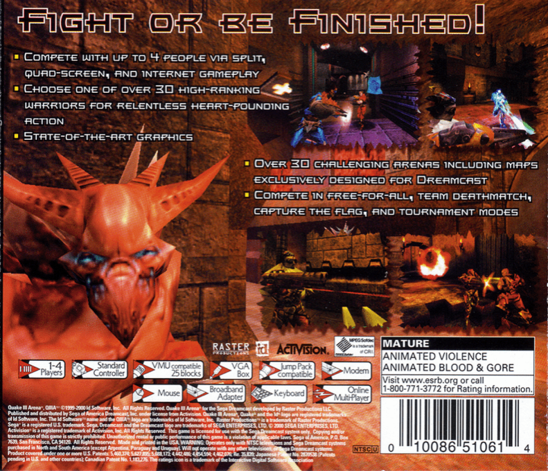 Quake III - Arena — box-2D-back (US)