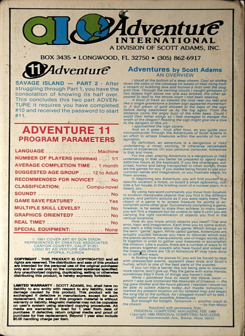 Savage Island Part 2 — box-2D-back (WOR)