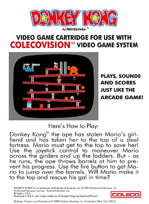 Donkey Kong — box-2D-back (US)