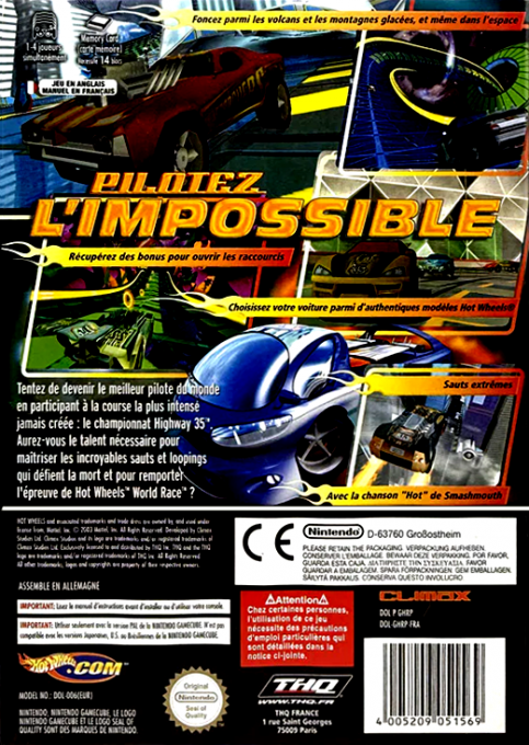 Hot Wheels - World Race — box-2D-back (FR)