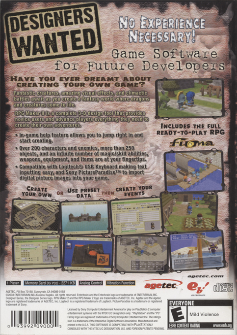 RPG Maker II — box-2D-back (US)