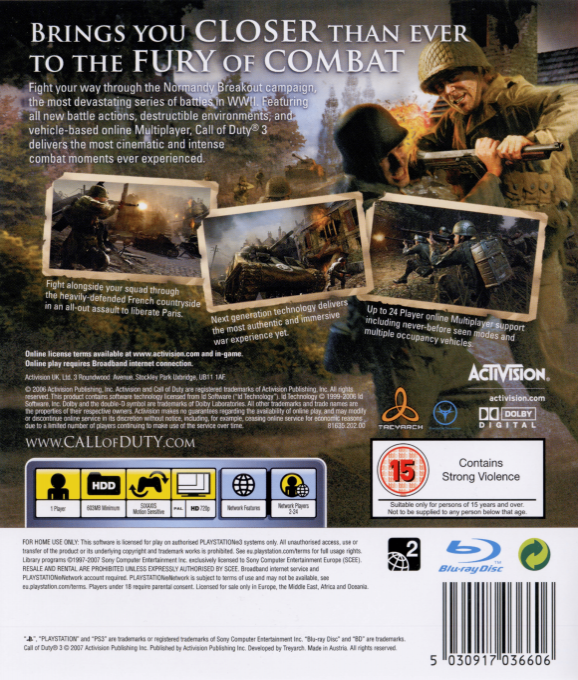Call of Duty 3 — box-2D-back (UK)