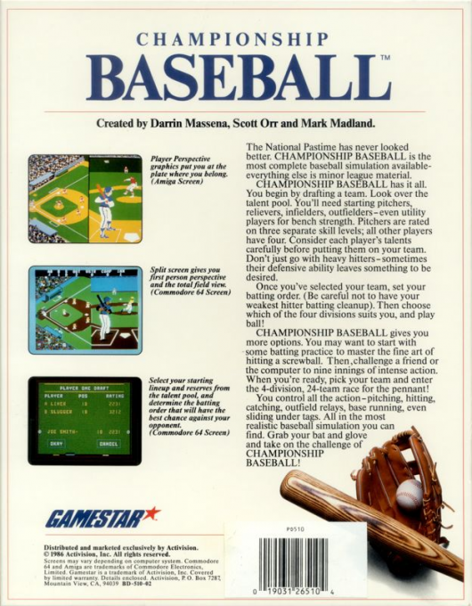 Championship Baseball — box-2D-back (US)