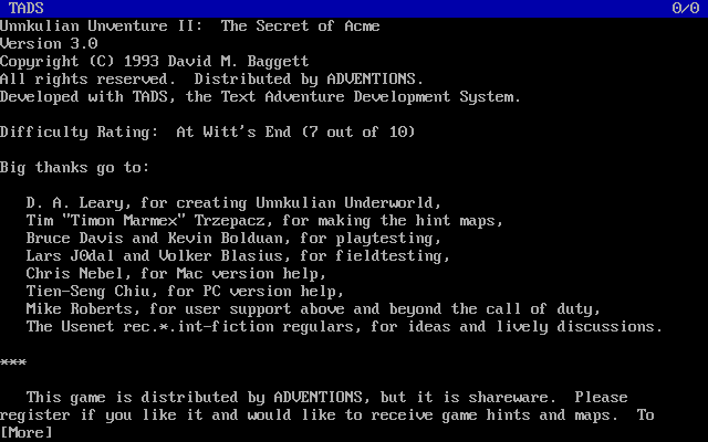 Unnkulian Unventure II : The Secret of Acme box art