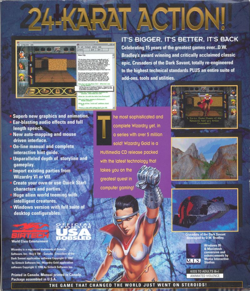 Wizardry Gold — box-2D-back (US)