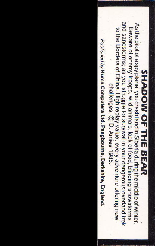 Shadow Of The Bear, The — box-2D-back (EU)