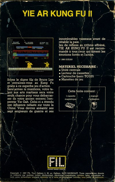 Yie Ar Kung-Fu 2 — box-2D-back (FR)