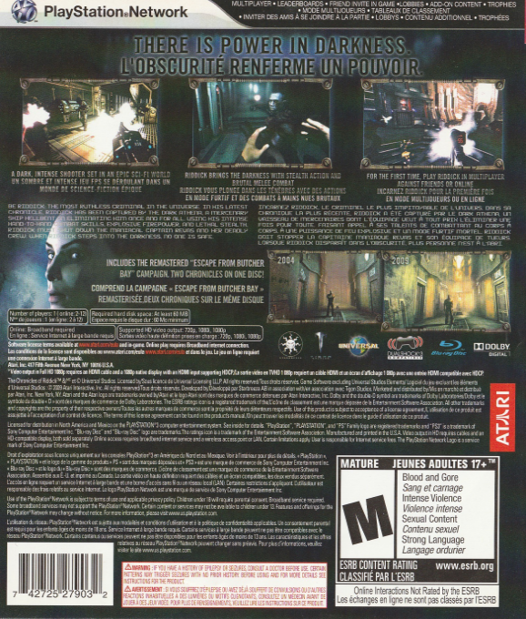 Chronicles of Riddick, The - Assault on Dark Athena — box-2D-back (CA)