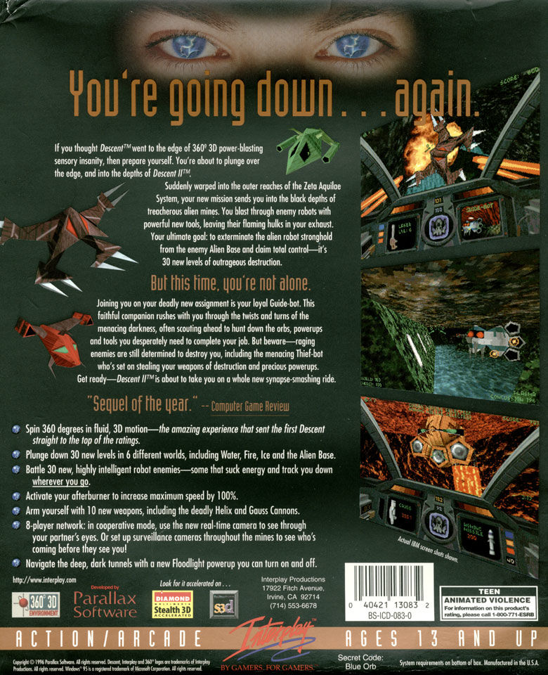 Descent 2 Vertigo Series — box-2D-back (US)