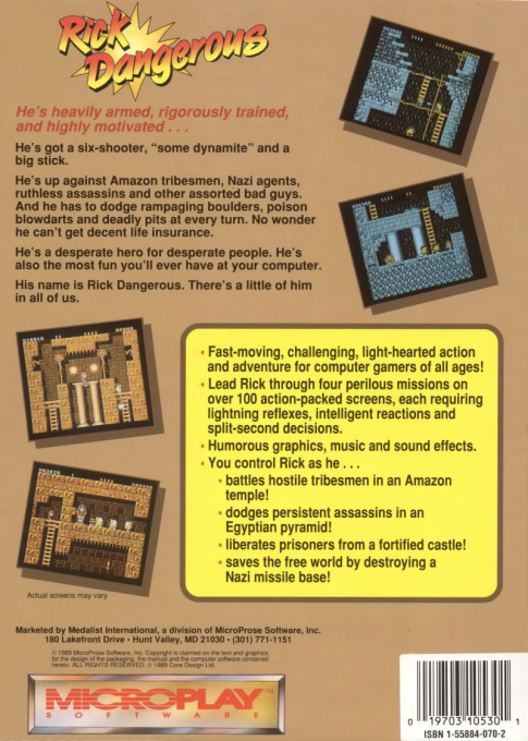 Rick Dangerous — box-2D-back (US)