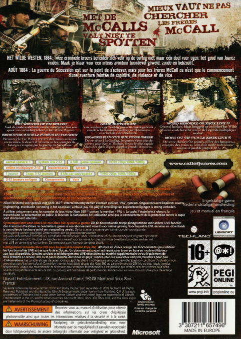 Call of Juarez - Bound in Blood — box-2D-back (FR)