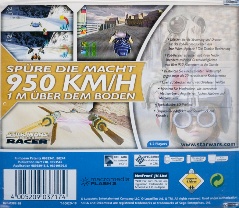 Star Wars - Episode I - Racer — box-2D-back (DE)