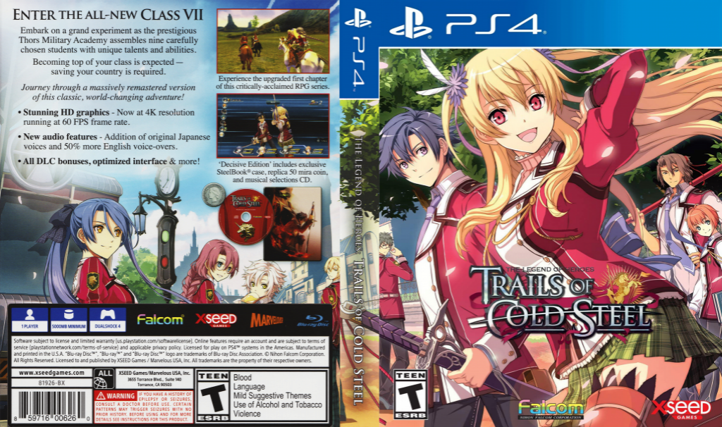 Legend of Heroes, The - Trails of Cold Steel — box-texture (US)