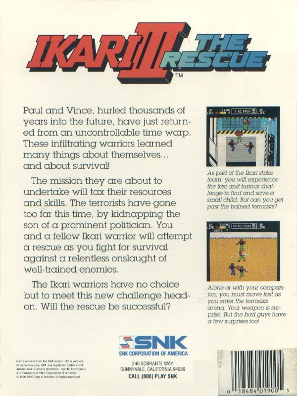 Ikari 3 - The Rescue — box-2D-back (US)