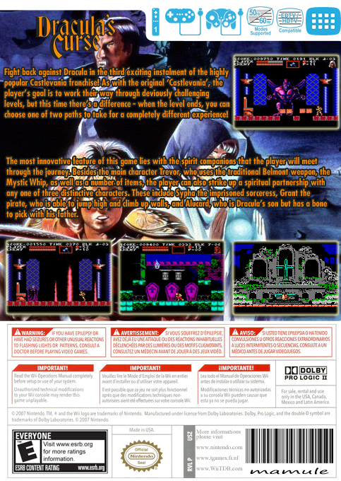 Castlevania 3: Dracula's Curse — box-2D-back (US)