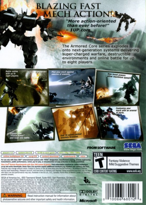 Armored Core 4 — box-2D-back (US)