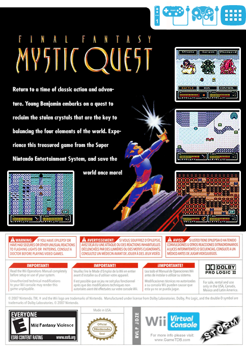 Mystic Quest Legend — box-2D-back (US)