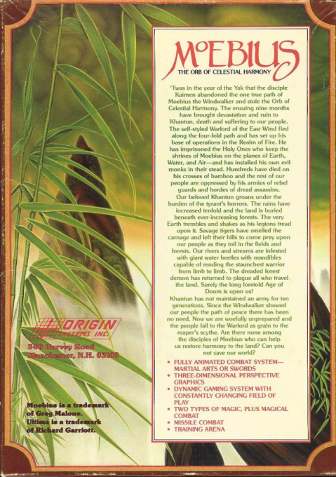 Moebius - The Orb Of Celestial Harmony — box-2D-back (US)