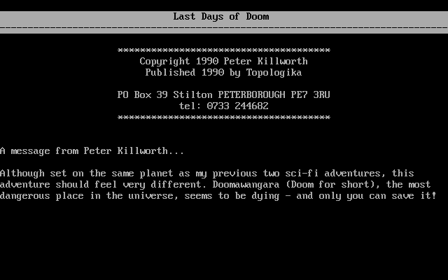 Last Days Of Doom — sstitle (WOR)