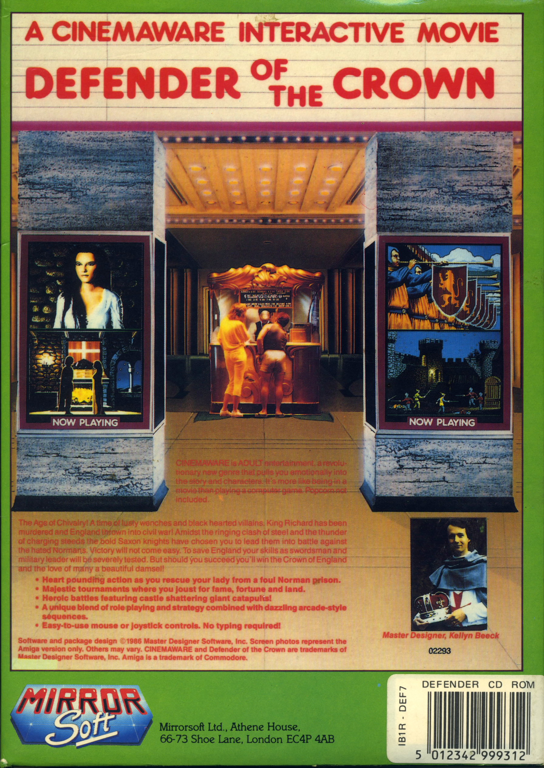 Defender of the Crown CD-ROM — box-2D-back (WOR)