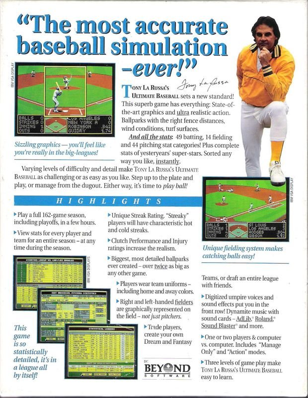 Tony La Russa's Ultimate Baseball — box-2D-back (US)