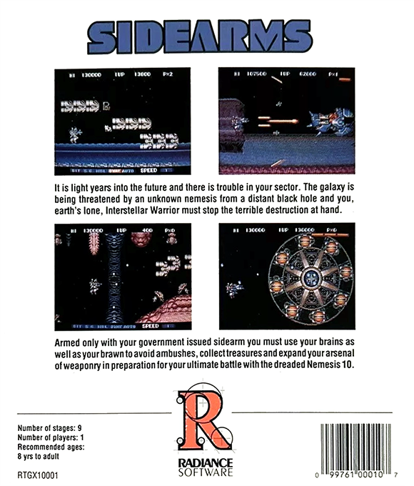 Hyper Dyne - SideArms — box-2D-back (US)