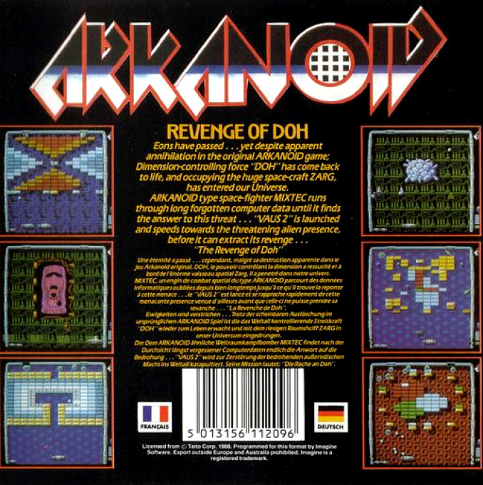 Arkanoid - Revenge of Doh — box-2D-back (CUS)