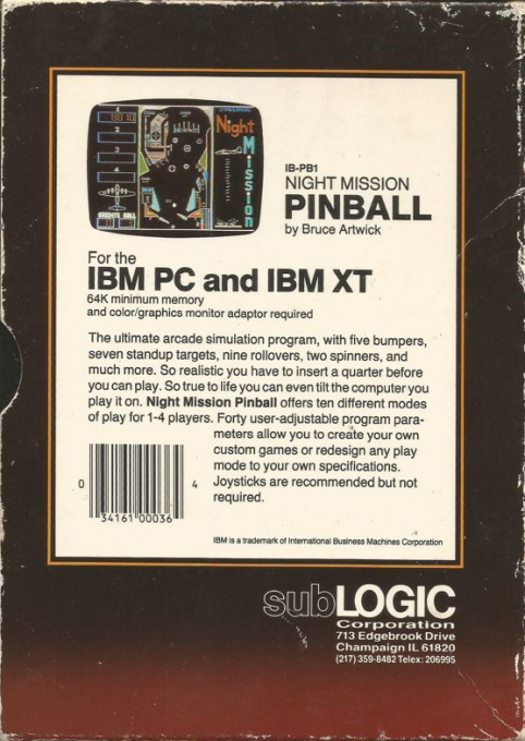 Night Mission Pinball — box-2D-back (US)