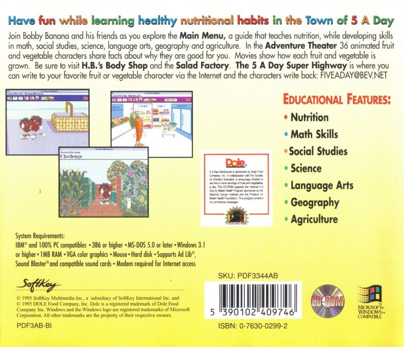 Dole: 5 A Day Adventures — box-2D-back (UK)