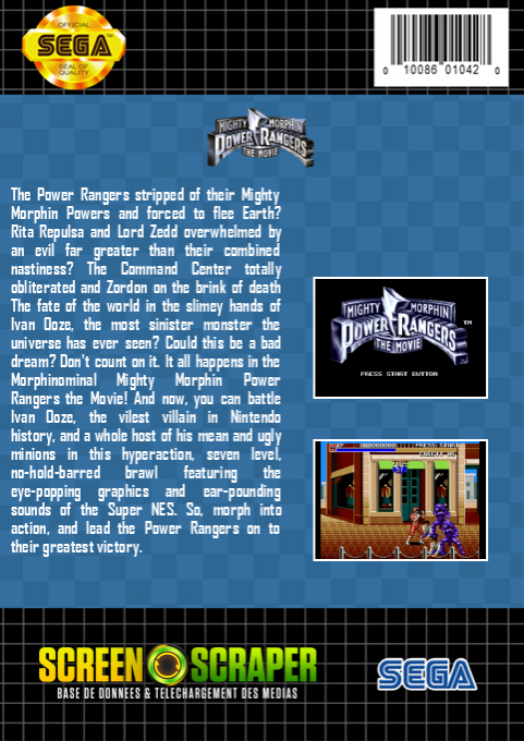 Mighty Morphin Power Rangers - The Movie — box-2D-back (SS)