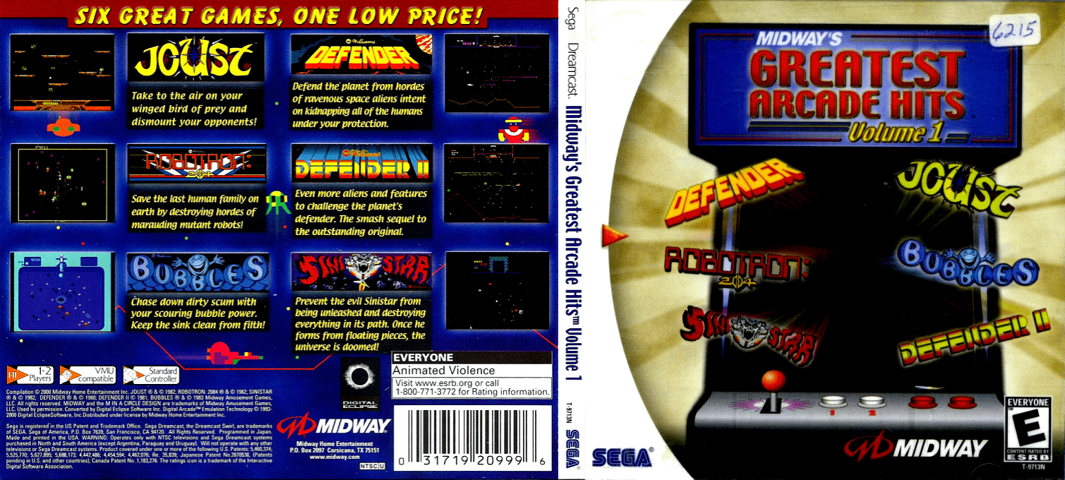 Midway's Greatest Arcade Hits Volume 1 — box-texture (US)