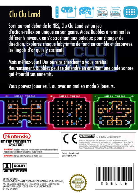 Clu Clu Land — box-2D-back (FR)