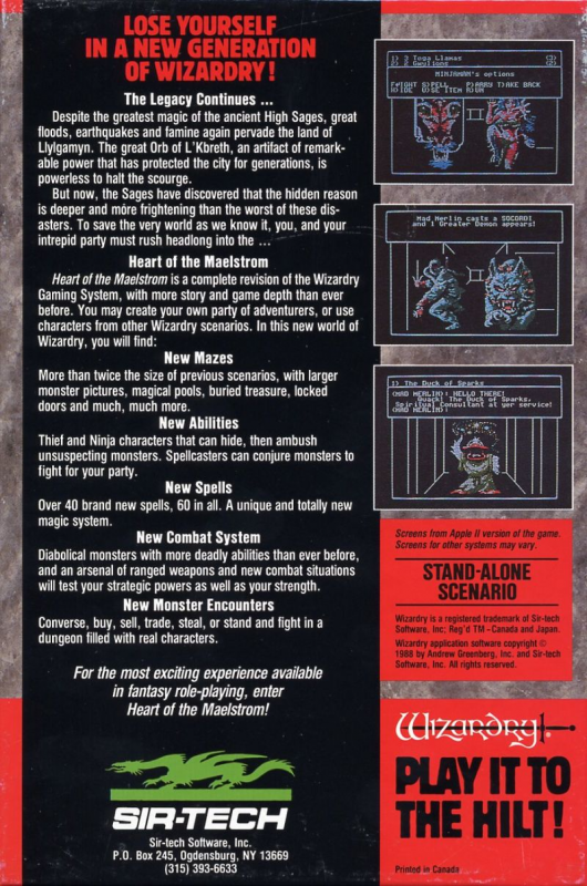 Wizardry 5 - Heart Of The Maelstrom — box-2D-back (US)