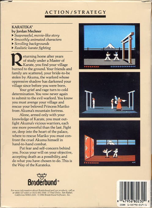 Karateka — box-2D-back (US)
