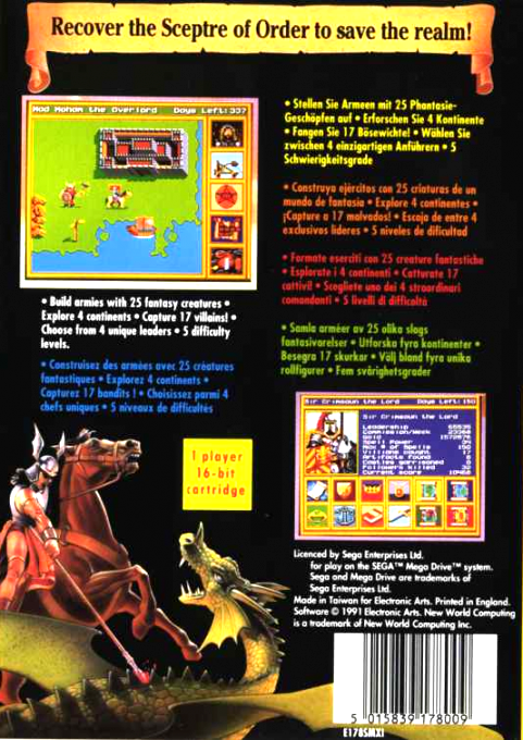 King's Bounty - The Conqueror's Quest — box-2D-back (EU)
