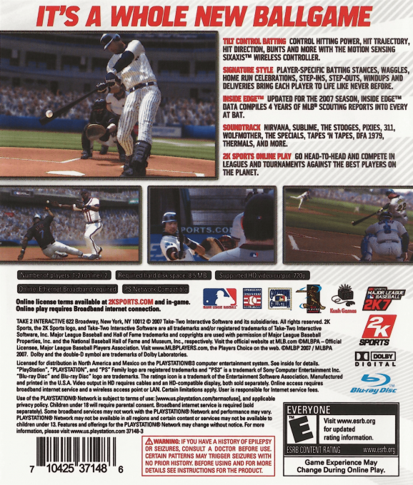 Major League Baseball 2K7 — box-2D-back (US)