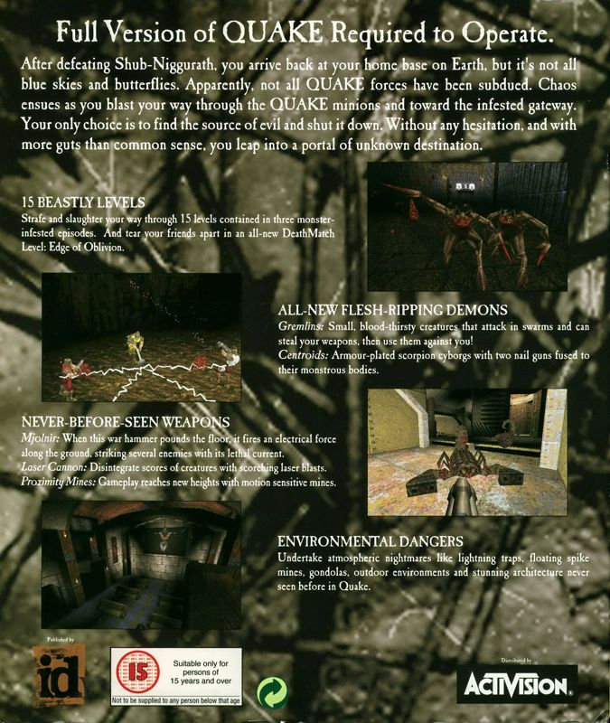 Quake Mission Pack No. I - Scourge of Armagon — box-2D-back (EU)