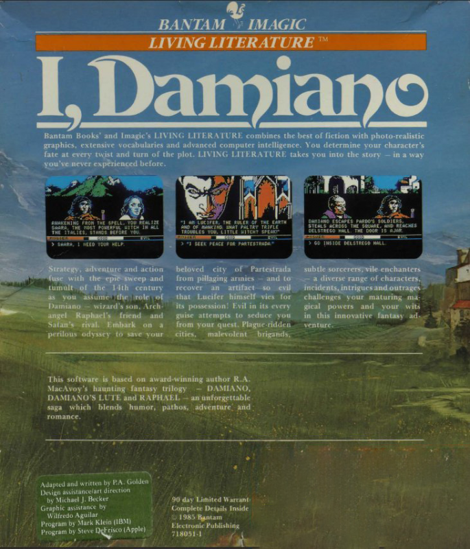 I, Damiano - The Wizard Of Partestrada — box-2D-back (US)