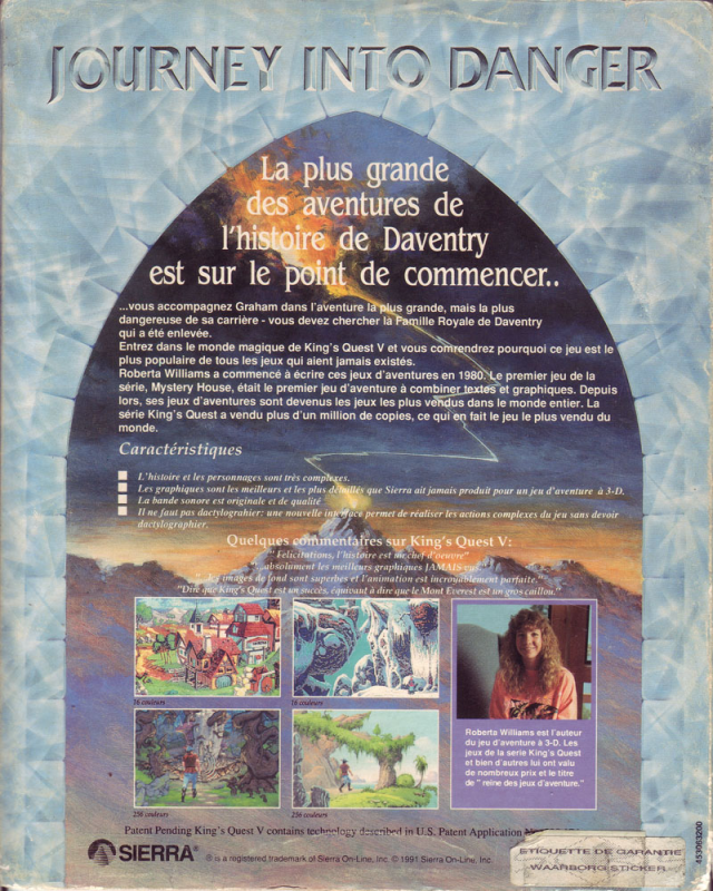 King's Quest 5 - Absence Makes The Heart Go Yonder — box-2D-back (FR)
